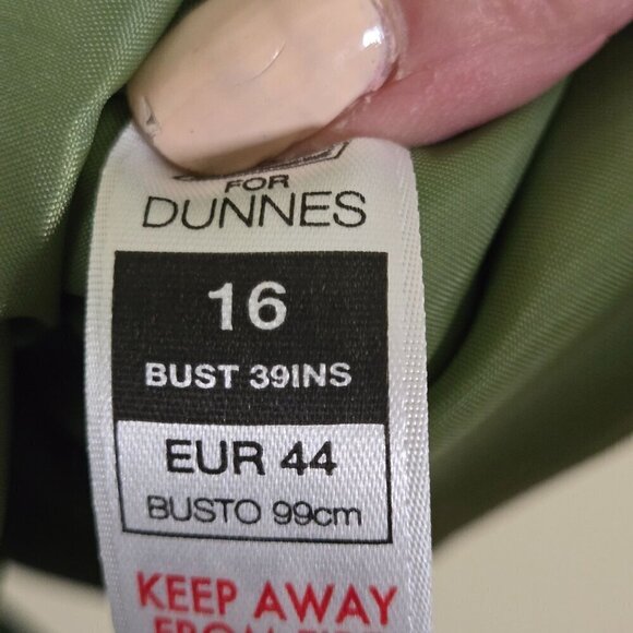 Dunner Vintage Linen Blend Green Ruffled Tie Top Size 16 - Picture 8 of 9